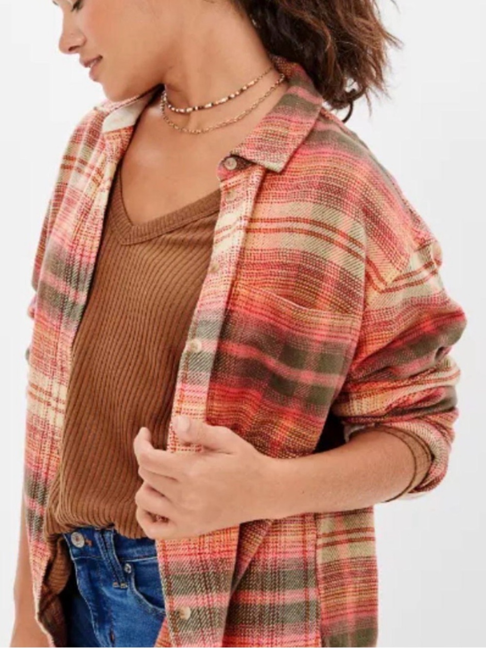 American Eagle Outfitters Plaid Button-Down Shirt